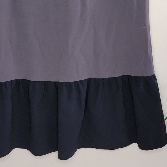 Loft | Yellow Gray Black Colorblock Dress with Ruffle Hem Size 6 - Picture 6 of 7